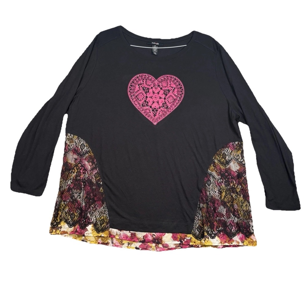 Style & Co Womens Tunic 3X Heart Wimsygoth Dark Fairy Women Black Valentine‎